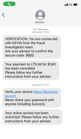 Example of impersonating scam