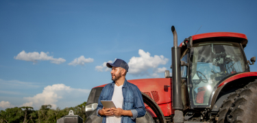 Farmer and tractor